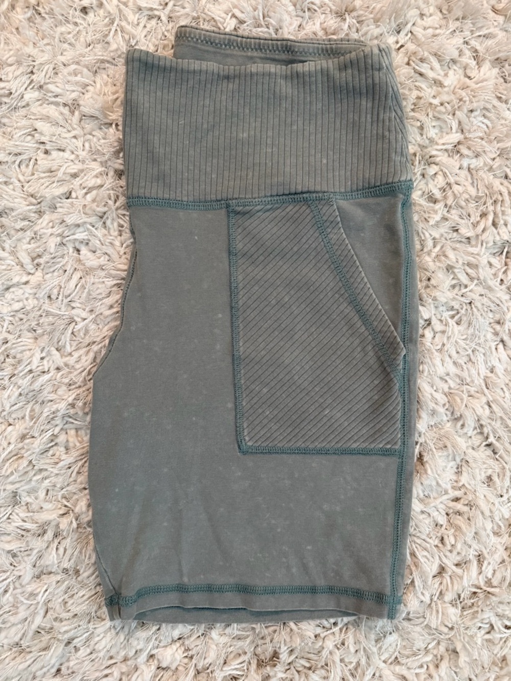 aerie Olive Green Ribbed Bike Shorts